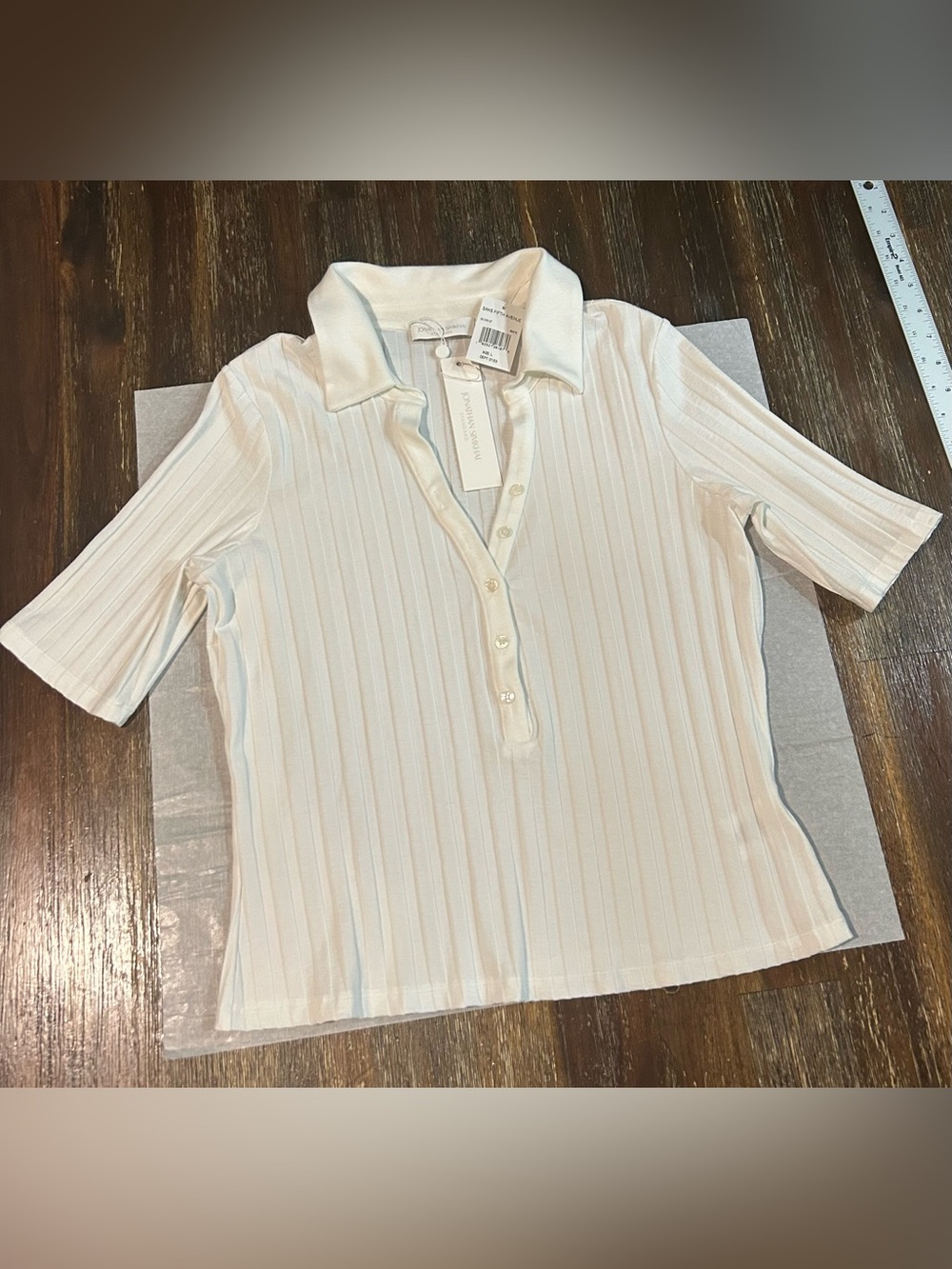 Jonathan Simkhai White Terri
Ribbed Stretch Polo Shirt